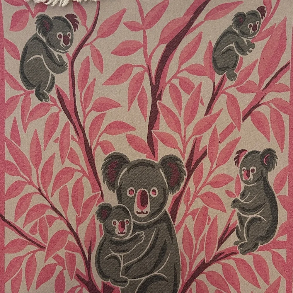 KOALA Heirloom Collection Pink + Gray Hand Crafted Loom Weave New Original 84”